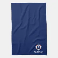 Navy Blue Nautical Lifesaver Monogram Kitchen Towel