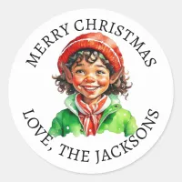 Merry Christmas | Vintage Little Elf Classic Round Sticker