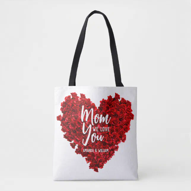 Red Roses Heart Love You Mom Mother's Day Tote Bag