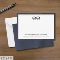 Blue and Gold Business Note Card with Logo