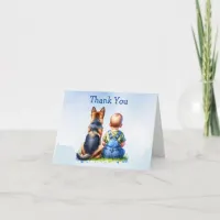 Baby Boy and German Shepherd Baby Shower Thanks Card