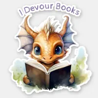  *~* Book Reading Baby Dragon AP88 I DEVOUR Sticker