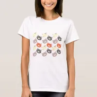 Epic Cat Heads Cartoon Fun Pattern Time T-Shirt