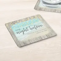 Beach Rehearsal Dinner Rustic Wedding Square Paper Coaster