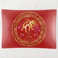 Chinese Zodiac Dragon Red/Gold ID542 Trinket Tray