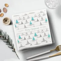 Teal Christmas Tree Pattern#5 ID1009 Paper Dinner Napkins