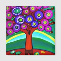 Pretty Colorful Whimsical Folk Art  Magnet