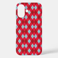 Red & Blue Argyle iPhone 16 Case