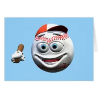 Funny Cartoon Baseball with Bat