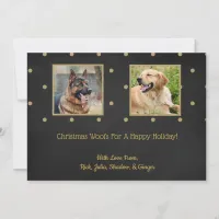 Cute Christmas Black Gold Dots Holiday Photo