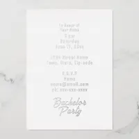 Dusty Blue Modern Minimalist Wedding Bachelor Foil Invitation