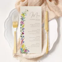 Wildflower Boho Watercolor Floral Wedding Menu