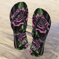 Purple roses by the window - gothic style flip flops