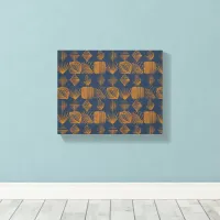 Bold Caribbean Tribal Mudcloth: Navy Blue, Gold Canvas Print