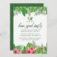 Tropical Watercolor Luau Graduation Party Invite