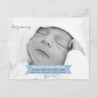 Mod Ribbon Blue New Baby photo Announcement