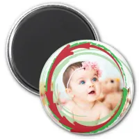 Personalize this Round Christmas Photo Magnet