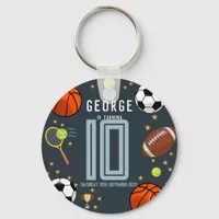 Boys Modern Blue Sports Kids Birthday Keychain