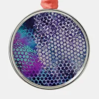 Spotted Dotted Abstract Fun Metal Ornament