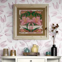 Pink Lily Flower Meaning Vintage Style Dark Poster