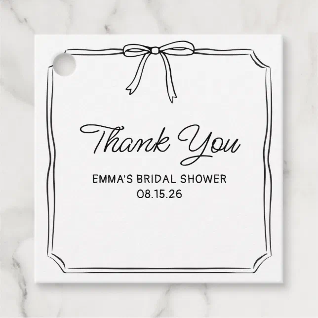 Elegant Coquette Chic Bow Bridal Shower Thank You  Favor Tags