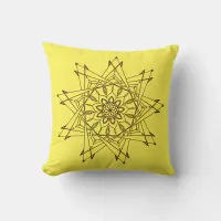 Brown and Yellow Sharp Mandala Throw Pillow