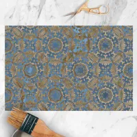 Ornate Classic Blue and Gold Damask Pattern Tissue Paper