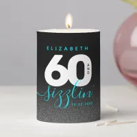 Modern Girly Ice Blue 60 and Sizzling Pillar Candle