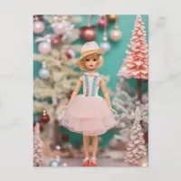 Cute Vintage Doll Christmas Postcard