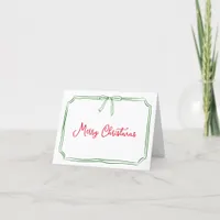 Whimsical Hand Drawn Coquette Bow Christmas Holiday Card