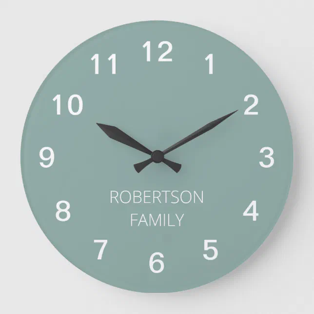 Personalized Minimalist Pale Turquoise Wall Clock