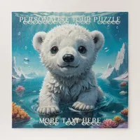 Adorable Baby Bear Cub Playing in the Arctic Ocean Jigsaw Puzzle