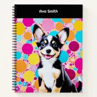 Bright Colorful Trendy Personalized Cute Dog Notebook