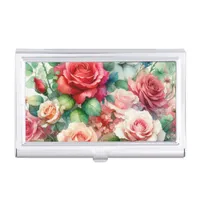 Whimsical Rose Pattern Business Card Case