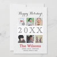 Six photos collage Modern Custom Photo Holiday Card