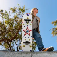 Pattern of Patriotic Stars Skateboard