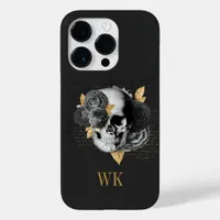 Vintage Gothic Black and Gold Floral Skull Case-Mate iPhone 14 Pro Case