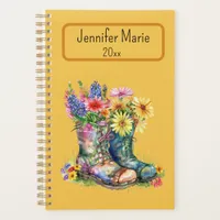 Flowers in Boots Personalize with Name, Year Plann Planner