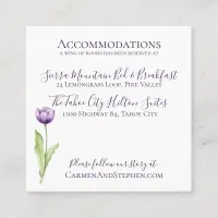 Minimalist Deep Purple Single Tulip Wedding Detail Square Business Card