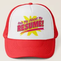 Ask About Resume Job Hunter Logo Trucker Hat