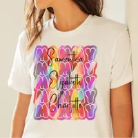 Mother's Day Mommy Pattern Kids Names Colorful T-Shirt