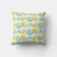 Abstract sun and clouds curved pattern throw pillow