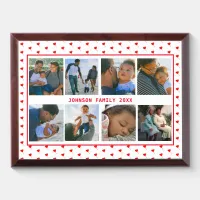 Photo Collage Personalized Family Red Hearts Wood Award Plaque