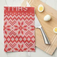 Knitted Stitch Pattern1 Christmas Red ID208 Kitchen Towel