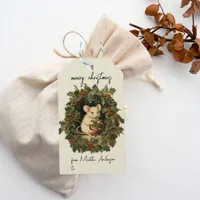 Vintage Christmas Winter Woodland Mouse Name  Gift Tags