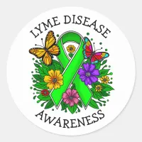 Lyme Disease Awareness Ribbon Classic Round Sticker