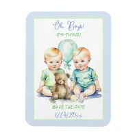 Twin Boys Baby Shower Save the Date Magnet