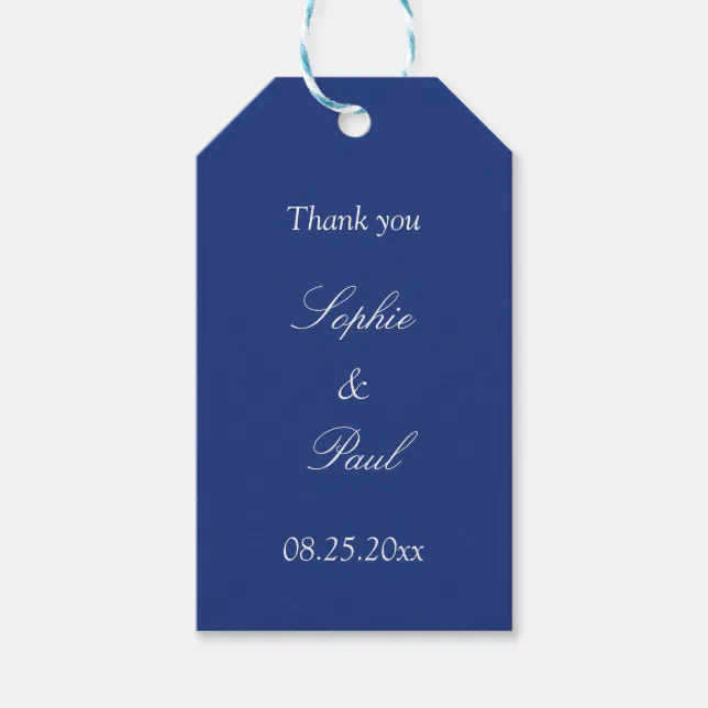 Dark Blue Wedding Favor Thank You Gift Tags