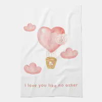 Cute Hearts Hot Air Balloon Valentines  Kitchen Towel