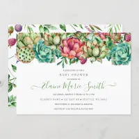 Rustic Boho Succulent Gender Neutral Baby Shower Invitation